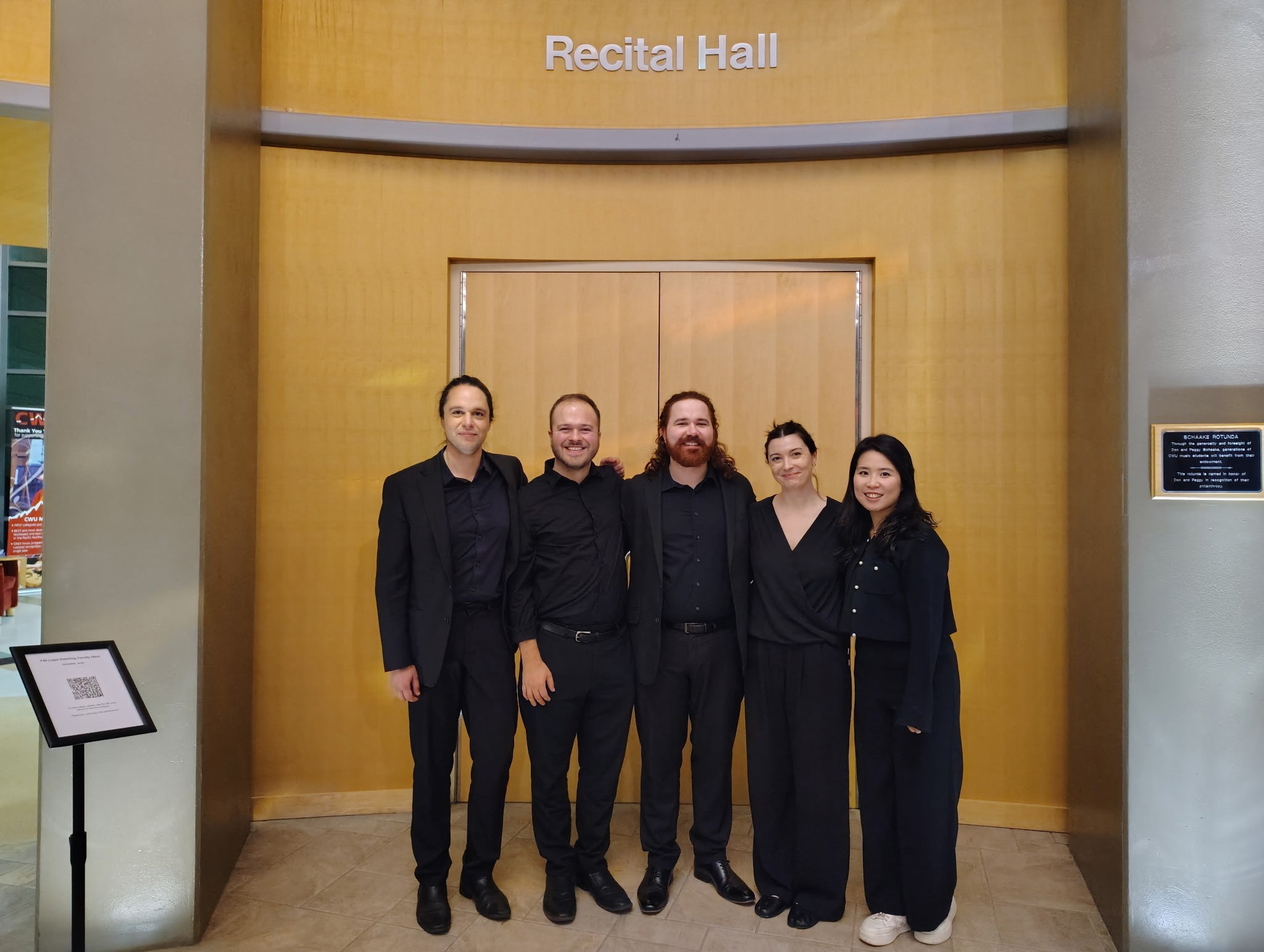 Group photo outside the Recital Hall at Central Washington University