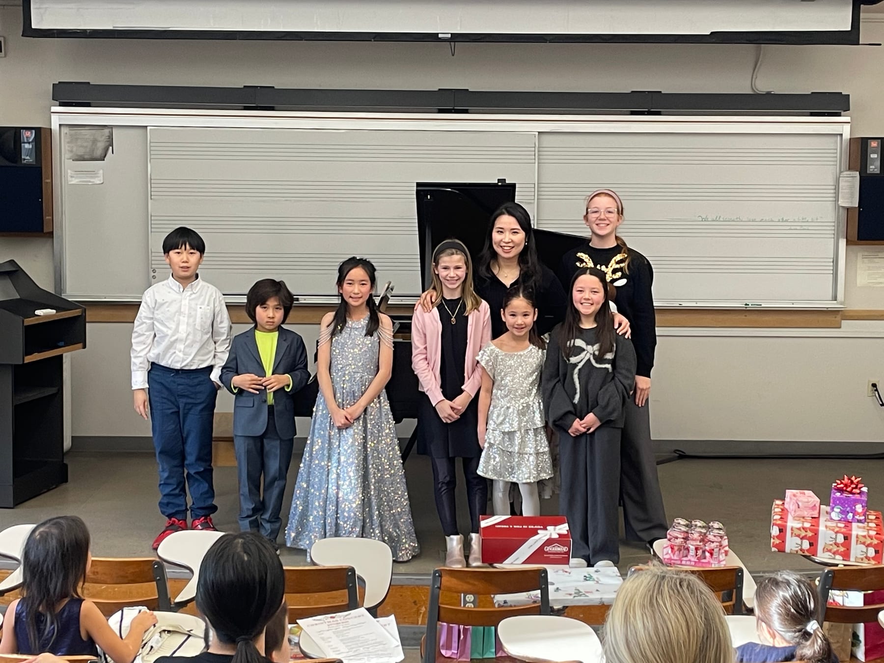 Chiao-Yu Wu with students after the Winter Studio Recital