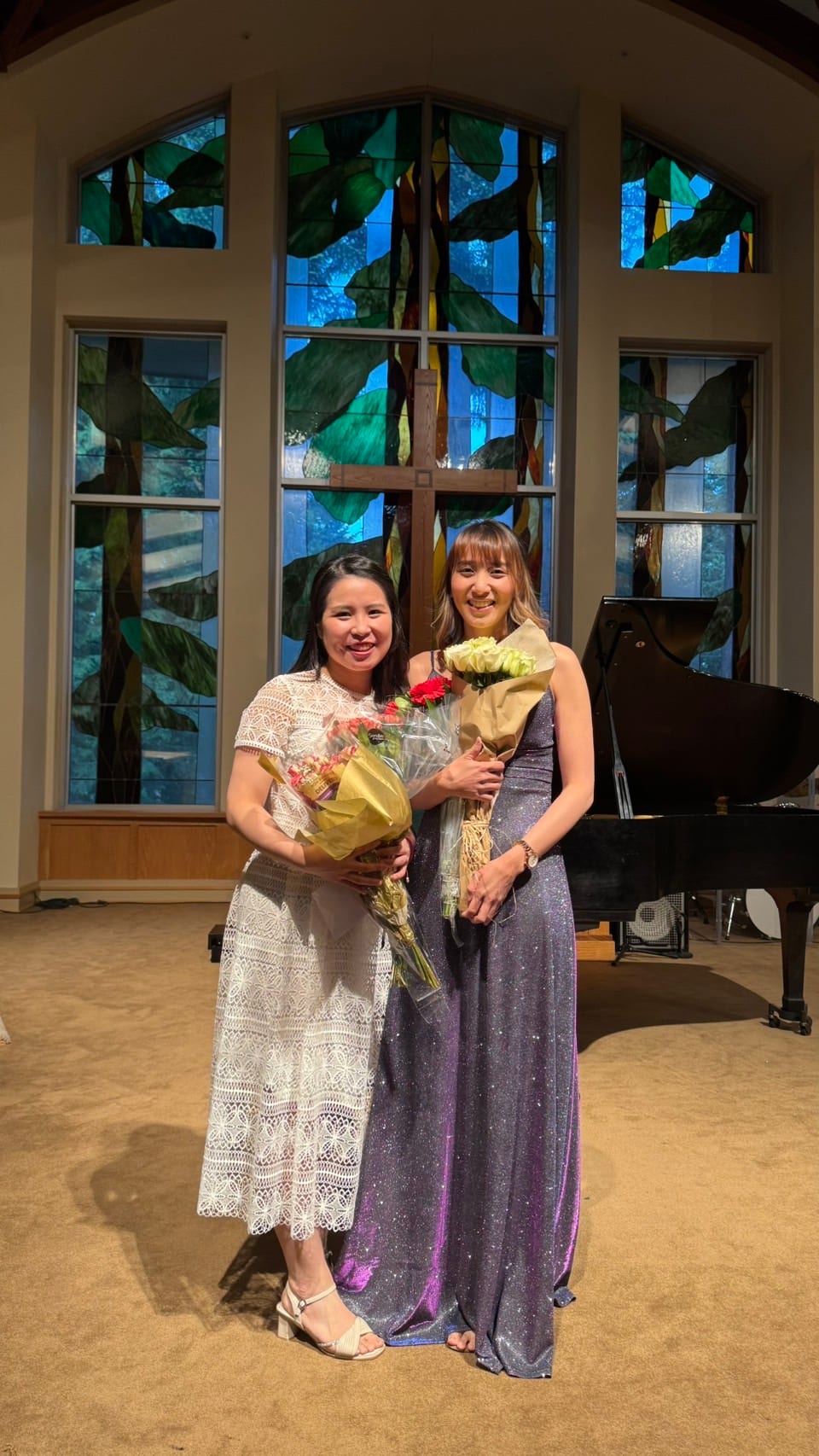 Chiao-Yu Wu with a student after the Spring Studio Recital