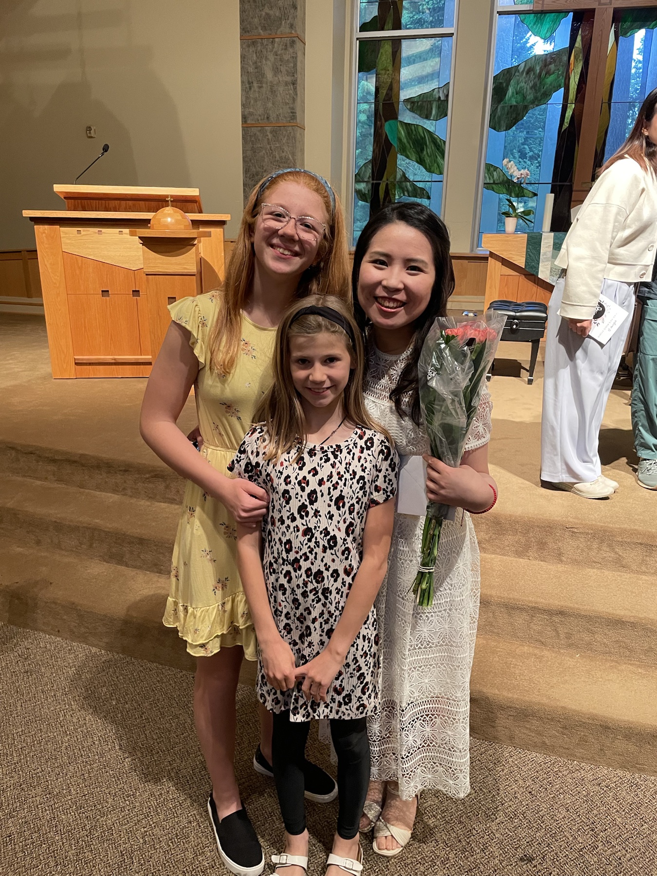 Chiao-Yu Wu with two students after the Spring Studio Recital